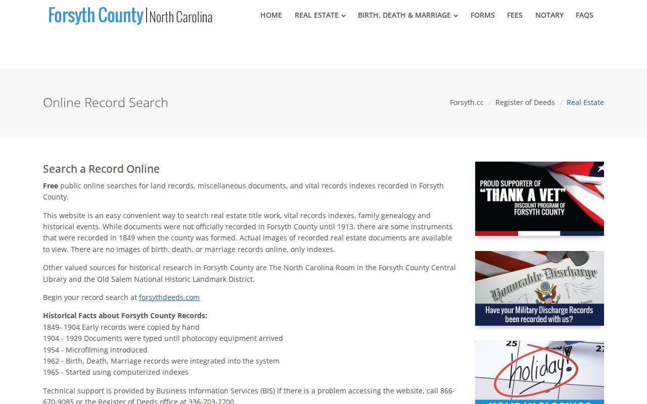 Kernersville people search route to the Forsyth County deed index