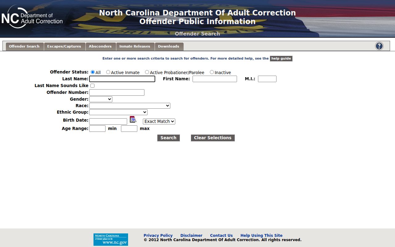 Kernersville people search in the North Carolina correctional offender lookup