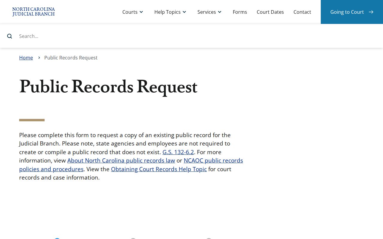 Kernersville public records North Carolina judicial agency request form